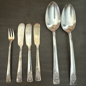 International Silver  1949 DAWN 6 Piece Serving Flatware Set silver plate
